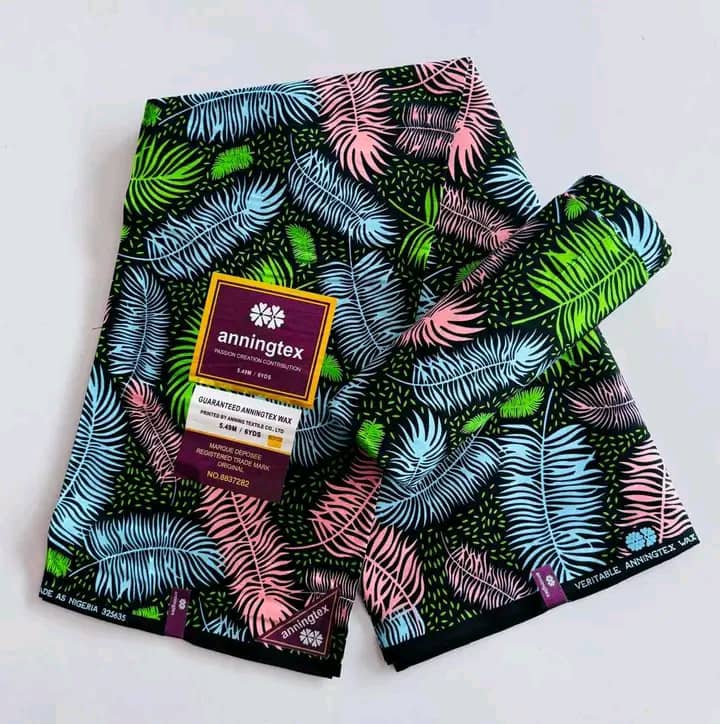 kitenge fabric with vibrant leaves